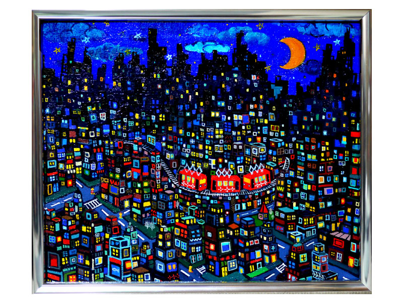 new and on sale!! city 38x45cm oil on canvas 2015/Creema