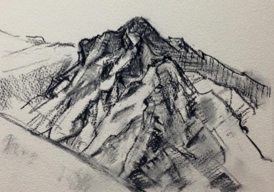 new!! mountain 24x30cm Charcoal on paper 2015