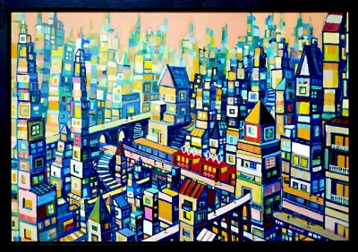 now on sale!! city of dawn 50x72cm oil on canvas sale/Tagboat/Tokyo/Japan
