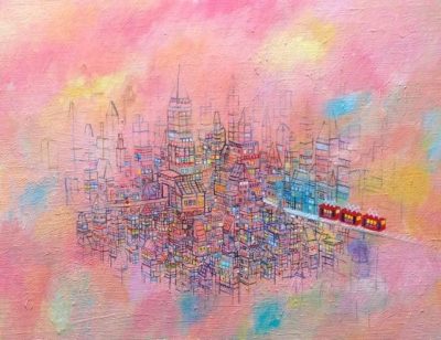 New!!  Prismtown  oil on canvas 31x41cm 2016 sale/Gallery Tagboat/Tokyo