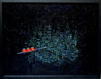 SOLD!! prism town*Black  oil on canvas 41x53cm  2016 GALLERY TAGBOAT/TOKYO