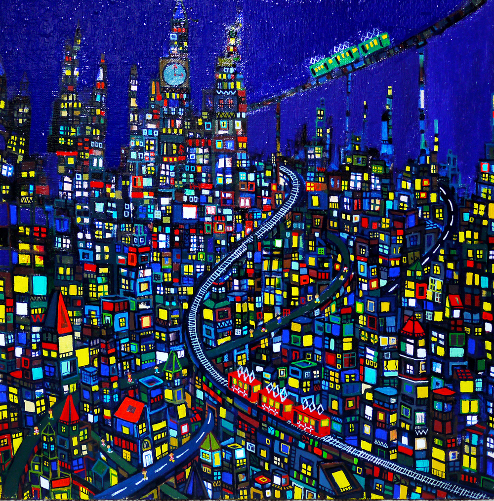 ON SALE | City | 53x53cm | oil on canvas | GALERIE OTANI   #contemporaryArt
