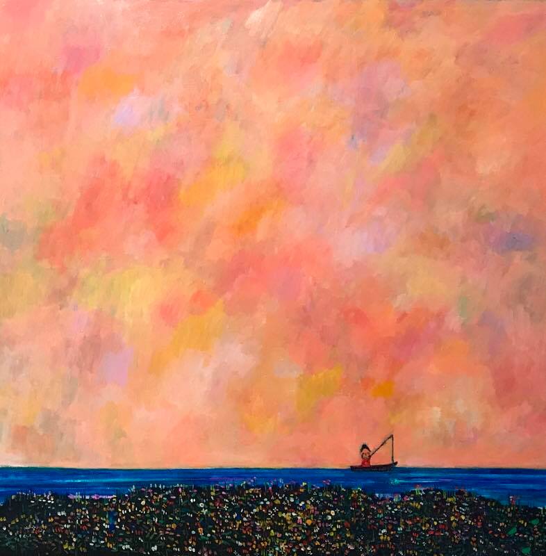 NEW | DREAM  FISHING | 100 x 100 cm | oil x canvas | 2018 | #contemporaryArt