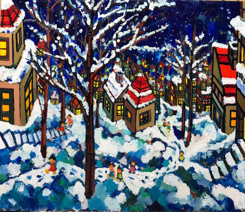 NEW | SNOW HOUSE | exhibit in Gallery | 45 x 53 cm | oil x canvas board | 2018 | #contemporaryArt