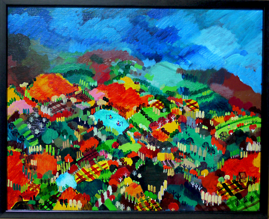 ON SALE | Saatchi art | Autumn Mountain | 33 x 41 cm | oil x paper | 2015 | #contemporaryArt