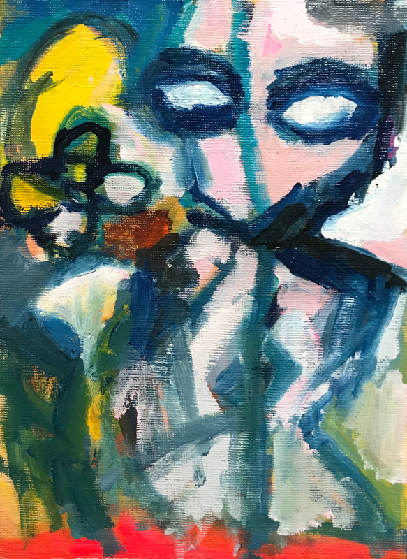 SOLD | Figur mit Blumen | 33 x 24 cm | oil x canvas board | 2020 | #contemporaryArt