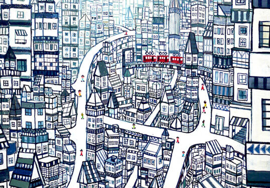 NOW ON SALE | city  | 45x38cm | oil x canvas board | 2017 | ART STICKER | JAPAN #contemporaryArt