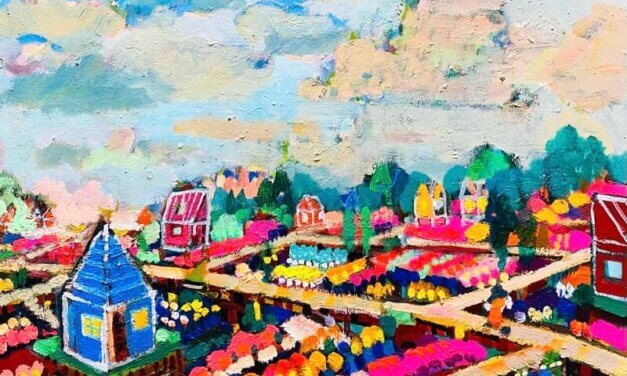 WORKS | 38x45cm | oil x wood panel | 2021 #flowergarden