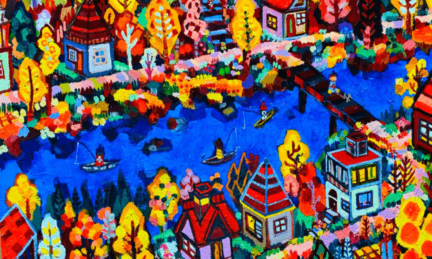 autumn city | 38x45cm | oil x wood panel | 2021