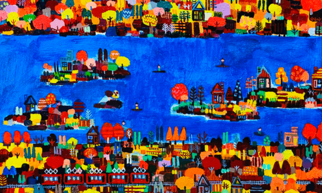 new | autumn river | 38x45cm | oil x wood panel | 2021 #art