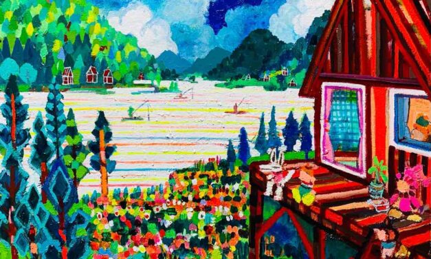 NEW | lakeside house | 38x45cm | oil x wood panel | 2021 #landscape