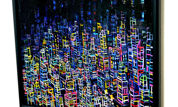 ON SALE | neon city | 38 x 45 cm | oil x wood panel | 2021 | GALLERY TAGBOAT | JAPAN #Art