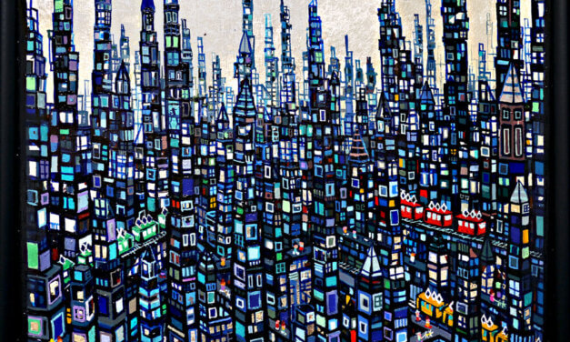 SOLD | Blue city | 38 x 45cm | oil x wood panel | 2022 | #TAGBOAT