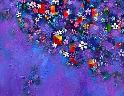 WORKS | 45x27cm | oil x wood panel | 2022 #CHERRYBLOSSOMS