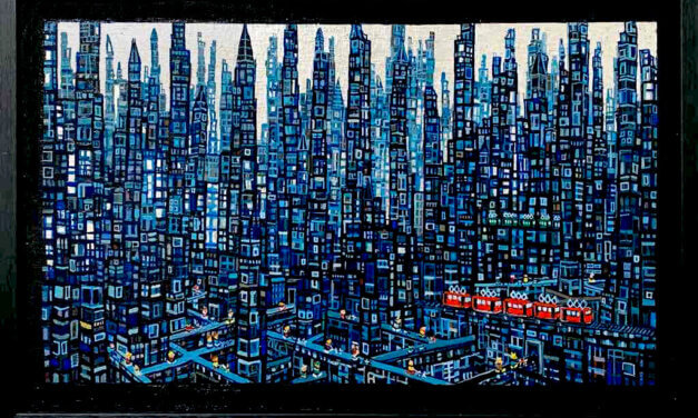 SOLD | blue city | 33x53cm | oil x canvas | 2024 #tagboat