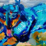 works | 30x24cm | oil x paper | 2025 #dog #cat