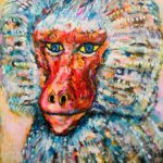 on sale | hamadryas baboon | 65x53cm | oil x wood panel #tagboat