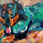 works | 24x30cm | oil x paper | 2025 #dog #cat