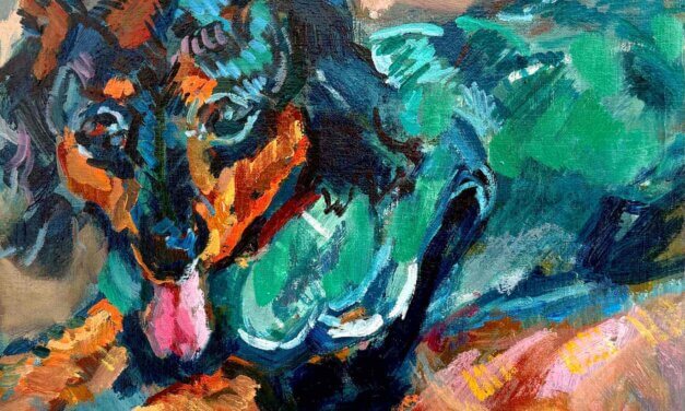 works | 24x30cm | oil x paper | 2025 #dog #cat