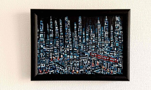 NEW & ON SALE | city | black | 15x22cm | oil x wood panel #landscape