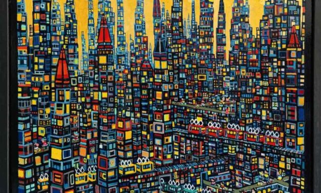 SOLD | gold town | 45x53cm | oil x wood panel #tagboat